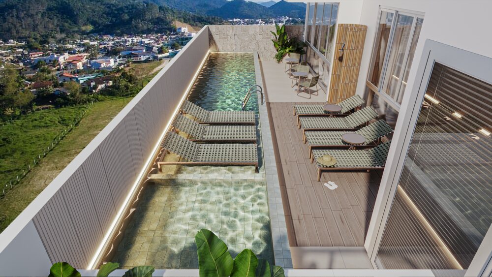 Piscina no rooftop do Olympus Residence
